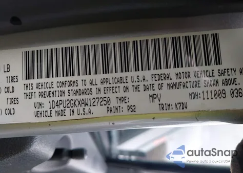 2010 Dodge Nitro Se z USA, uszkodzony, nr VIN 1D4PU2GKXAW127250